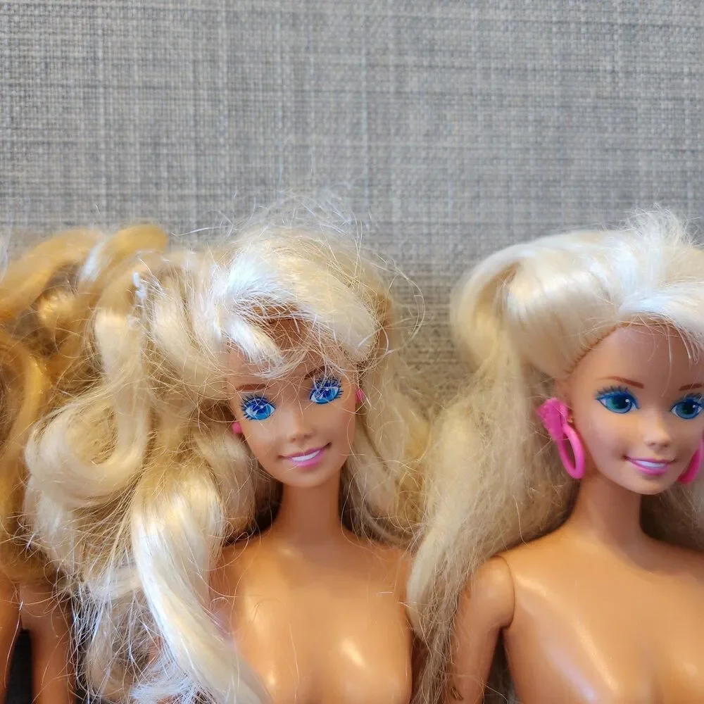 Lot 4 Vintage Barbie Dolls 1966 Body Mold Nude Blonde Blue Eyes Malaysia – As Is